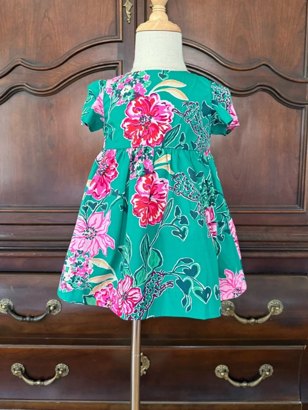 NWT Lilly Pulitzer Baby Dress Bloomer Set 18-24M Pink Green Floral